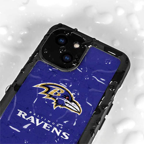 NFL Baltimore Ravens Distressed iPhone 15 Plus Waterproof Case