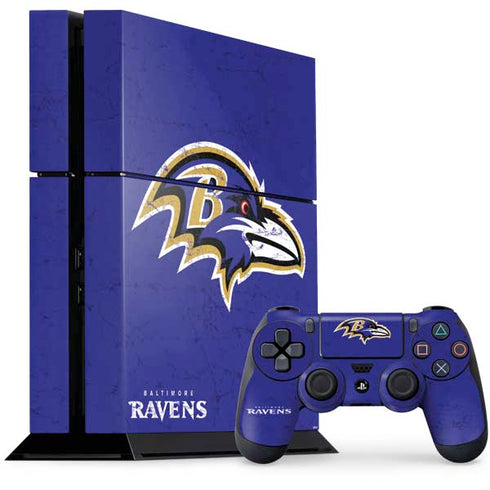 NFL Baltimore Ravens Distressed PS4 Console and Controller Bundle Skin