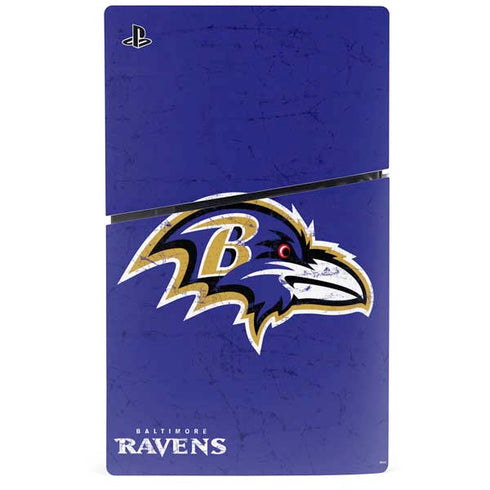 NFL Baltimore Ravens Distressed PS5 Slim Digital Edition Bundle Skin