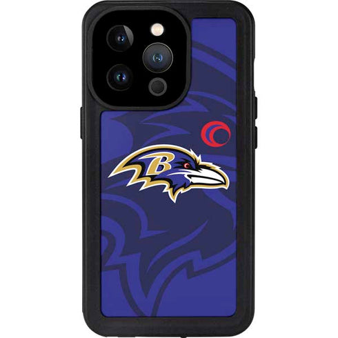 NFL Baltimore Ravens Double Vision iPhone 14 Pro Waterproof Case