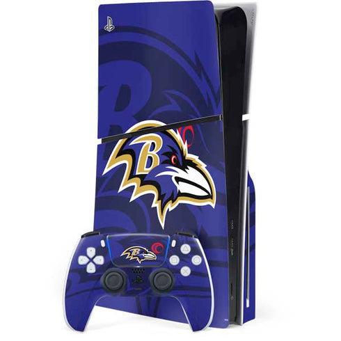 NFL Baltimore Ravens Double Vision PS5 Slim Disk Bundle Skin
