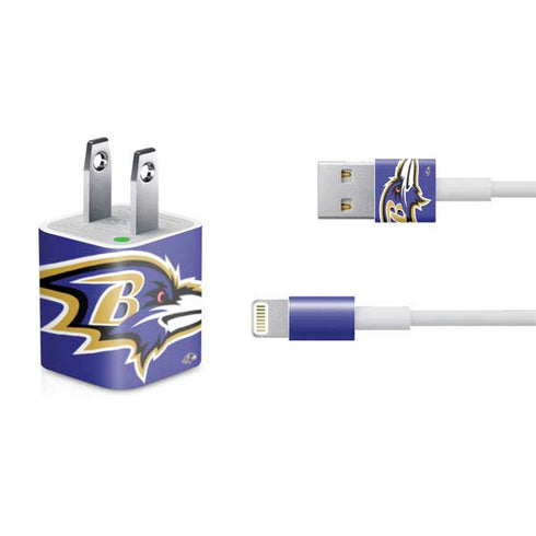 NFL Baltimore Ravens Large Logo iPhone Charger (5W USB) Skin