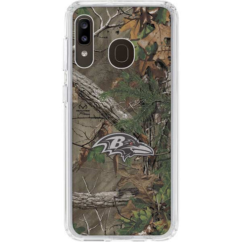 NFL Baltimore Ravens Realtree Xtra Green Camo Galaxy A20 Clear Case