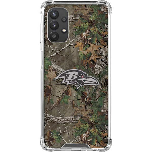 NFL Baltimore Ravens Realtree Xtra Green Camo Galaxy A32 5G Clear Case