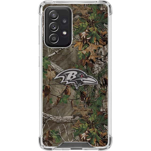 NFL Baltimore Ravens Realtree Xtra Green Camo Galaxy A52 5G Clear Case