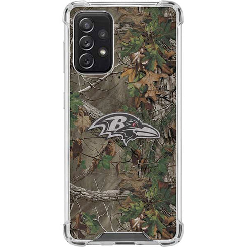 NFL Baltimore Ravens Realtree Xtra Green Camo Galaxy A72 5G Clear Case