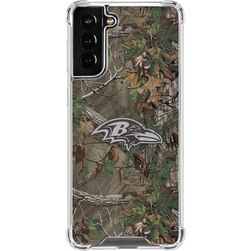 NFL Baltimore Ravens Realtree Xtra Green Camo Galaxy S21 FE Clear Case