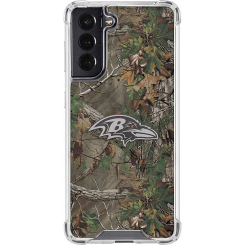 NFL Baltimore Ravens Realtree Xtra Green Camo Galaxy S22 Clear Case