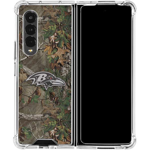 NFL Baltimore Ravens Realtree Xtra Green Camo Galaxy Z Fold4 5G Clear Case
