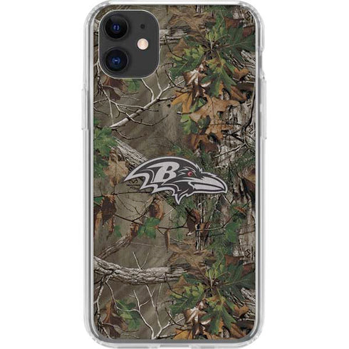 NFL Baltimore Ravens Realtree Xtra Green Camo iPhone 11 Clear Case