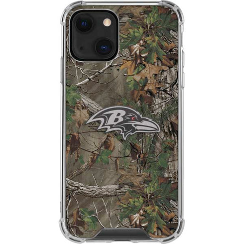 NFL Baltimore Ravens Realtree Xtra Green Camo iPhone 14 Clear Case