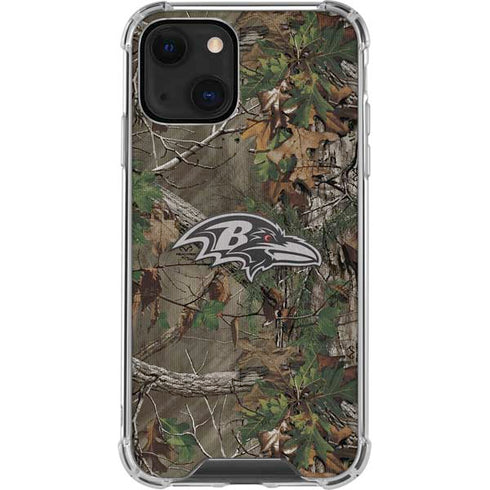 NFL Baltimore Ravens Realtree Xtra Green Camo iPhone 15 Plus Clear Case