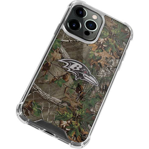NFL Baltimore Ravens Realtree Xtra Green Camo iPhone 15 Pro Clear Case