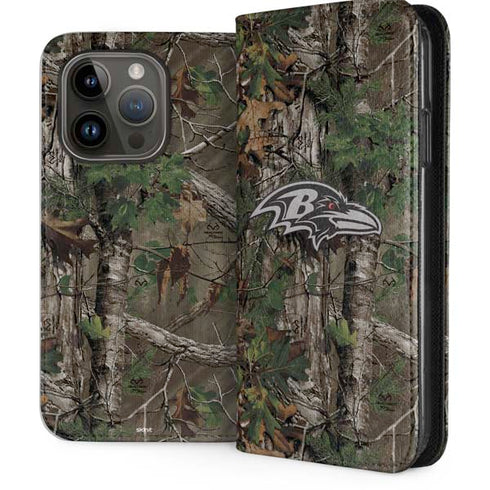 NFL Baltimore Ravens Realtree Xtra Green Camo iPhone 14 Pro Folio Case