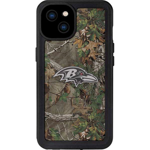 NFL Baltimore Ravens Realtree Xtra Green Camo iPhone 15 Plus Waterproof Case
