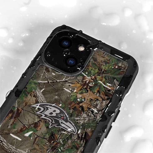 NFL Baltimore Ravens Realtree Xtra Green Camo iPhone 15 Plus Waterproof Case