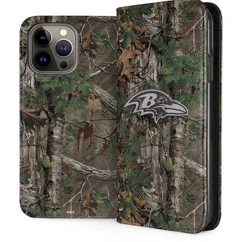 NFL Baltimore Ravens Realtree Xtra Green Camo iPhone 15 Pro Max Folio Case
