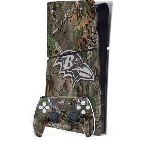 NFL Baltimore Ravens Realtree Xtra Green Camo PS5 Slim Digital Edition Console Skin