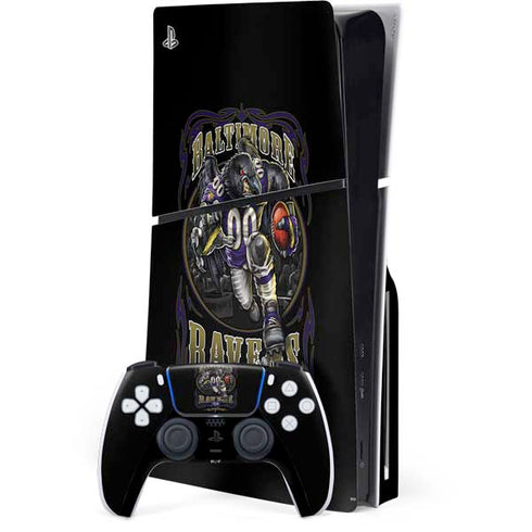 Liquid Blue NFL Baltimore Ravens Running Back PS5 Slim Disk Bundle Skin