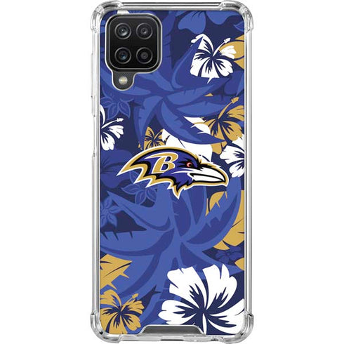 NFL Baltimore Ravens Tropical Print Galaxy A12 Clear Case