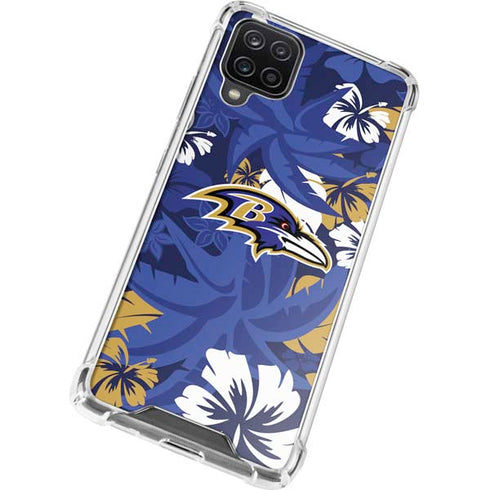 NFL Baltimore Ravens Tropical Print Galaxy A12 Clear Case