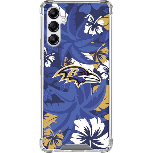 NFL Baltimore Ravens Tropical Print Galaxy A14 5G Clear Case