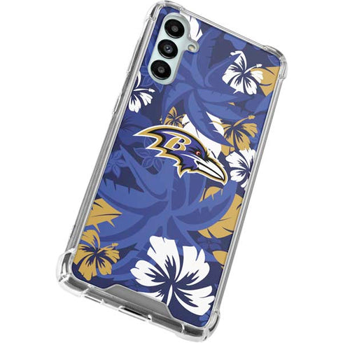NFL Baltimore Ravens Tropical Print Galaxy A14 5G Clear Case