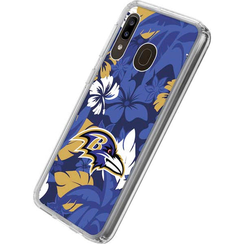 NFL Baltimore Ravens Tropical Print Galaxy A20 Clear Case