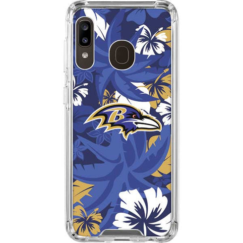 NFL Baltimore Ravens Tropical Print Galaxy A30 Clear Case