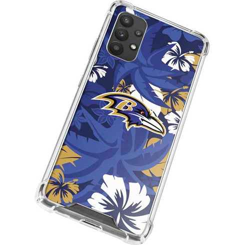 NFL Baltimore Ravens Tropical Print Galaxy A32 5G Clear Case
