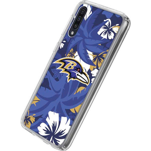 NFL Baltimore Ravens Tropical Print Galaxy A50 Clear Case