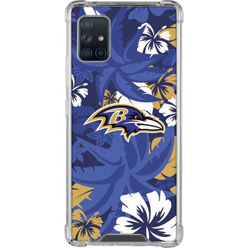 NFL Baltimore Ravens Tropical Print Galaxy A51 5G Clear Case