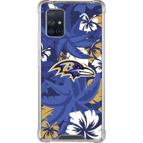 NFL Baltimore Ravens Tropical Print Galaxy A71 5G Clear Case
