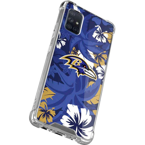 NFL Baltimore Ravens Tropical Print Galaxy A71 5G Clear Case