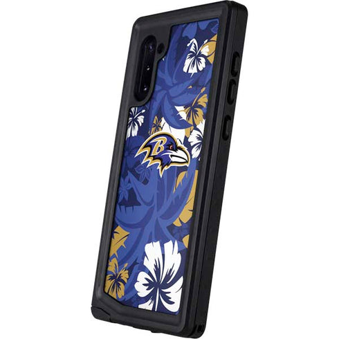 NFL Baltimore Ravens Tropical Print Galaxy Note 10 Waterproof Case
