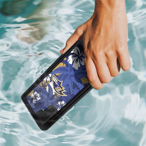 NFL Baltimore Ravens Tropical Print Galaxy Note 10 Waterproof Case
