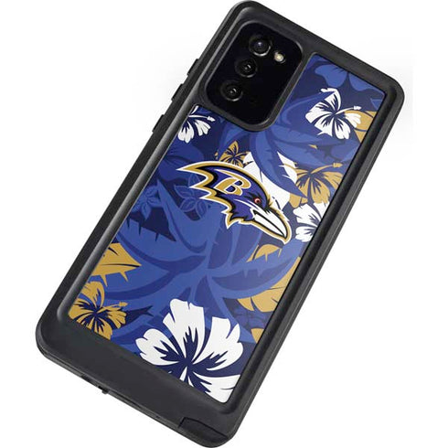 NFL Baltimore Ravens Tropical Print Galaxy Note20 5G Waterproof Case