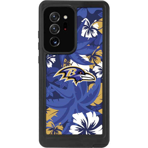 NFL Baltimore Ravens Tropical Print Galaxy Note20 Ultra 5G Waterproof Case