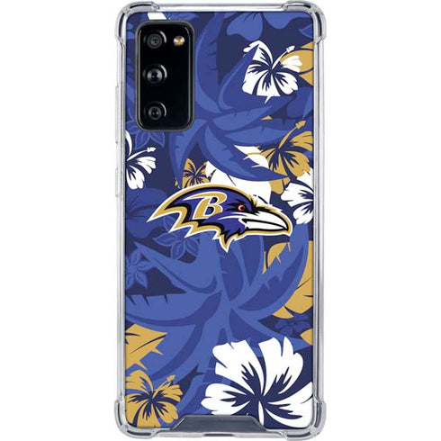 NFL Baltimore Ravens Tropical Print Galaxy S20 FE Clear Case