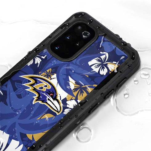 NFL Baltimore Ravens Tropical Print Galaxy S20 Plus Waterproof Case