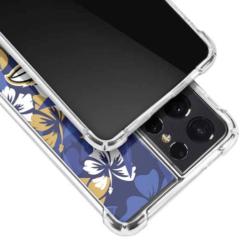 NFL Baltimore Ravens Tropical Print Galaxy S21 Ultra 5G Clear Case