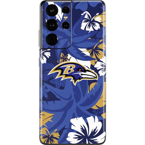 NFL Baltimore Ravens Tropical Print Galaxy S21 Ultra 5G Skin