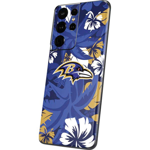 NFL Baltimore Ravens Tropical Print Galaxy S21 Ultra 5G Skin
