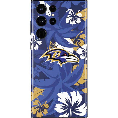 NFL Baltimore Ravens Tropical Print Galaxy S22 Ultra Skin