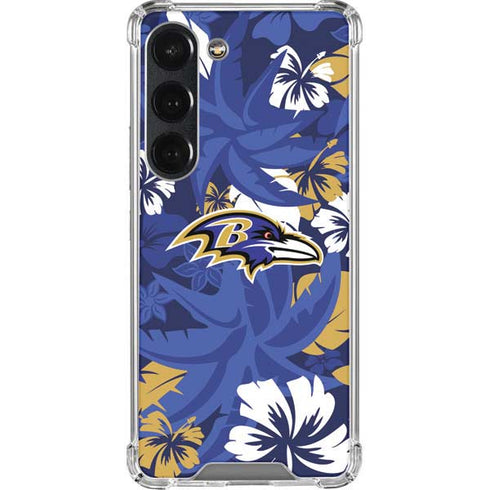 NFL Baltimore Ravens Tropical Print Galaxy S23 Clear Case