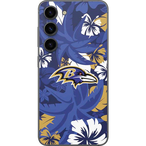 NFL Baltimore Ravens Tropical Print Galaxy S23 Skin