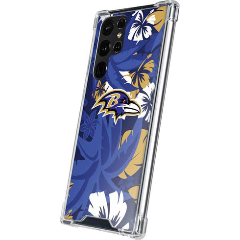 NFL Baltimore Ravens Tropical Print Galaxy S24 Ultra Clear Case