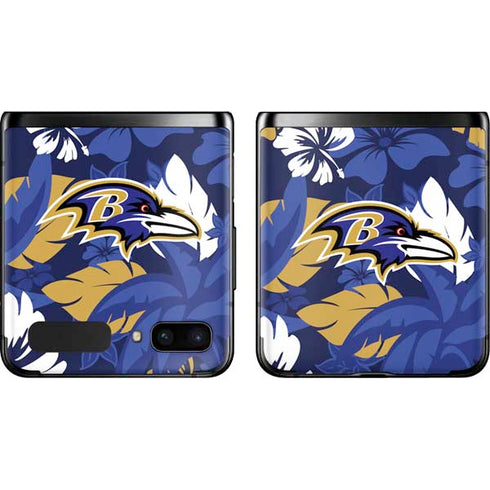 NFL Baltimore Ravens Tropical Print Galaxy Z Flip Skin