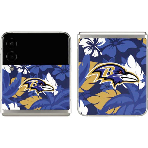 NFL Baltimore Ravens Tropical Print Galaxy Z Flip3 5G Skin