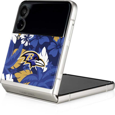 NFL Baltimore Ravens Tropical Print Galaxy Z Flip3 5G Skin